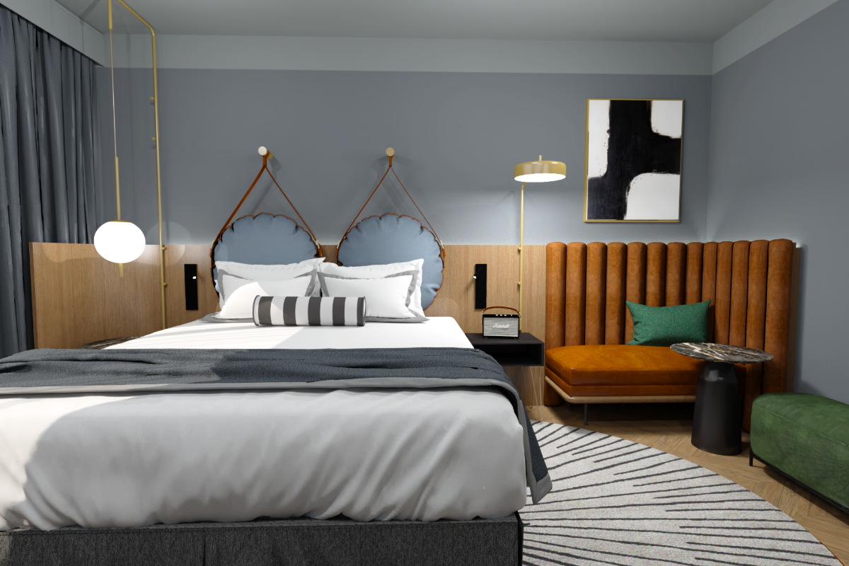 Doppelbett mit Sitzecke